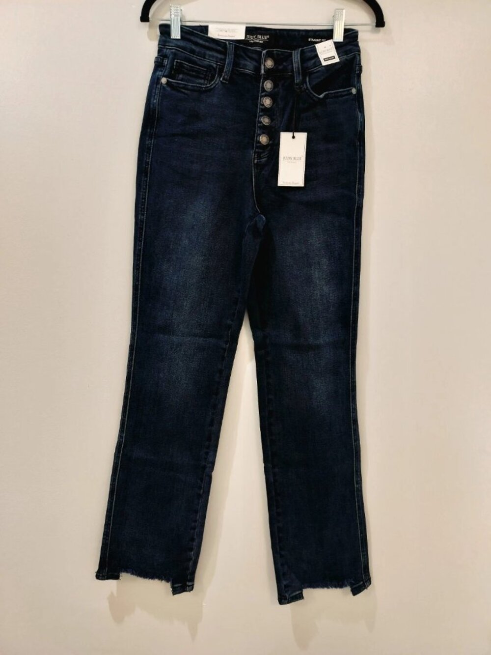 Judy Blue NWT High Rise Straight Button Fly Raw Hem Jeans Size 5/27
